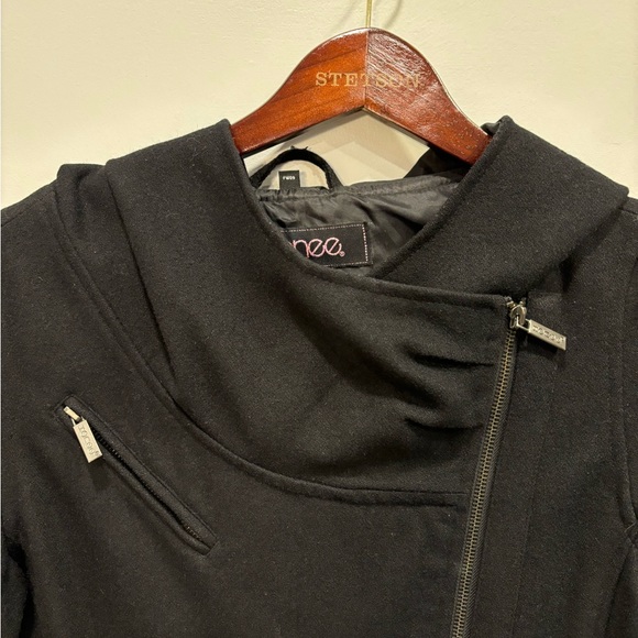 Black wool blend HONEE bomber jacket. - Picture 5 of 14